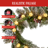 NNEDSZ Swishmas 274cm Snowy Crown Pine Pre-Lit Multicolour Christmas Garland