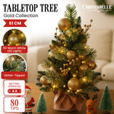 NNEDSZ Christabelle 61cm Battery-operated Christmas Tree Warm Lights Led Table Top Gold
