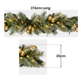 NNEDSZ Christabelle 2.7m Christmas Garland with Gold Baubles and LED Lights Mantle Decoration Ornament