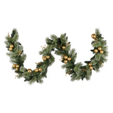 NNEDSZ Christabelle 2.7m Christmas Garland with Gold Baubles and LED Lights Mantle Decoration Ornament