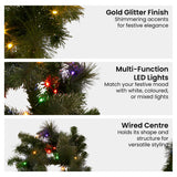 NNEDSZ Christabelle 2.7m Christmas Garland with LED Lights Glittery Gold Pine Mantle Decoration Ornament