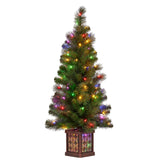 NNEDSZ Christabelle 4ft Christmas Tree Glittery Gold Pine Led Multi Lights Xmas Decor