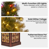 NNEDSZ Christabelle 4ft Christmas Tree Glittery Gold Pine Led Multi Lights Xmas Decor