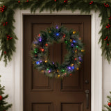 NNEDSZ Christabelle 61cm Christmas Wreath with LED Lights Glittery Gold Pine re-Lit Front Door Decoration Ornament