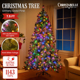 NNEDSZ Christabelle 7.5ft Christmas Tree Glittery Gold Pine Led Multi-functional Lights