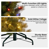 NNEDSZ Christabelle 7.5ft Christmas Tree Slim Glittery Gold Pine Led Lights Xmas Decor