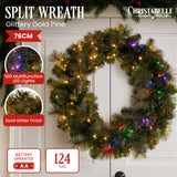 NNEDSZ Christabelle 76cm Split Christmas Wreath with LED Lights for Double Front Doors Decoration