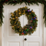 NNEDSZ Christabelle 76cm Split Christmas Wreath with LED Lights for Double Front Doors Decoration