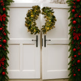 NNEDSZ Christabelle 76cm Split Christmas Wreath with LED Lights for Double Front Doors Decoration