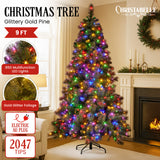 NNEDSZ Christabelle 9ft Christmas Tree Glittery Gold Pine Needles 850 Led Lights Xmas