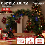 NNEDSZ Christabelle 60cm Tabletop Christmas Archway Garland with LED Lights Gold Mantle Decoration Ornament