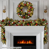 NNEDSZ Christabelle 2.7m Christmas Garland with LED Lights and Baubles Mantle Decoration Ornament
