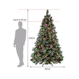 NNEDSZ Swishmas Snowy Bristle 2.3m Multicolour Pre-Lit Christmas Tree with 1587 Tips