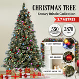 NNEDSZ Swishmas Snowy Bristle 2.7m Multicolour Pre-Lit Christmas Tree with 2870 Tips
