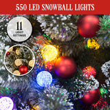 NNEDSZ Swishmas Snowy Bristle 2.7m Multicolour Pre-Lit Christmas Tree with 2870 Tips