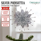 NNEDSZ Christabelle Christmas Tree Topper Poinsettia Decoration Ornament Silver Petals