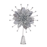 NNEDSZ Christabelle Christmas Tree Topper Poinsettia Decoration Ornament Silver Petals
