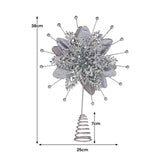 NNEDSZ Christabelle Christmas Tree Topper Poinsettia Decoration Ornament Silver Petals