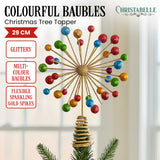 NNEDSZ Christabelle Christmas Tree Topper Glittery Baubles Gold Decoration Ornaments
