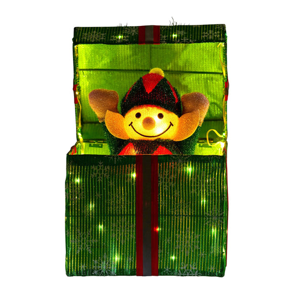 NNEDSZ Christabelle Animated Elf Gift Box Led Lights Christmas Tree Decoration Ornament
