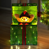 NNEDSZ Christabelle Animated Elf Gift Box Led Lights Christmas Tree Decoration Ornament