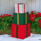 NNEDSZ Christabelle 122cm Animated Present Stack Santa Led Lights Christmas Tree Decor