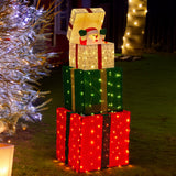 NNEDSZ Christabelle 122cm Animated Present Stack Santa Led Lights Christmas Tree Decor