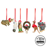 NNEDSZ Christabelle Christmas Aussie Animals Pack of 6 Baubles Tree Decoration Ornaments Gift Pack