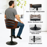 Sarantino Set Of 2 Bentwood Walnut Barstool Adjustable Height Swivel Footrest