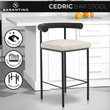 NNEDSZ Sarantino Cedric Bar Stool W/ High-density Foam Upholstered In PU Leather Sturdy Iron Frame In Black And Beige