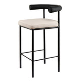 NNEDSZ Sarantino Cedric Bar Stool W/ High-density Foam Upholstered In PU Leather Sturdy Iron Frame In Black And Beige