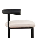 NNEDSZ Sarantino Cedric Bar Stool W/ High-density Foam Upholstered In PU Leather Sturdy Iron Frame In Black And Beige