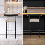 NNEDSZ Sarantino Cedric Bar Stool W/ High-density Foam Upholstered In PU Leather Sturdy Iron Frame In Black And Beige