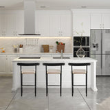 NNEDSZ Sarantino Cedric Bar Stool W/ High-density Foam Upholstered In PU Leather Sturdy Iron Frame In Black And Beige