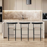 NNEDSZ Sarantino Cedric Bar Stool W/ High-density Foam Upholstered In PU Leather Sturdy Iron Frame In Black And Beige
