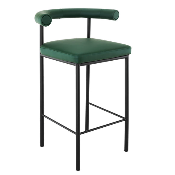 NNEDSZ Sarantino Cedric Bar Stool W/ High-density Foam Upholstered In Pu Leather Sturdy Iron Frame Green