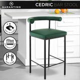 NNEDSZ Sarantino Cedric Bar Stool W/ High-density Foam Upholstered In Pu Leather Sturdy Iron Frame Green