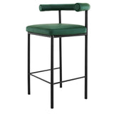 NNEDSZ Sarantino Cedric Bar Stool W/ High-density Foam Upholstered In Pu Leather Sturdy Iron Frame Green