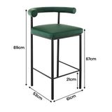 NNEDSZ Sarantino Cedric Bar Stool W/ High-density Foam Upholstered In Pu Leather Sturdy Iron Frame Green
