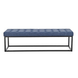 NNEDSZ Sarantino Cameron Button-tufted Upholstered Bench With Metal Legs - Blue Linen
