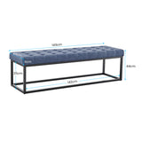 NNEDSZ Sarantino Cameron Button-tufted Upholstered Bench With Metal Legs - Blue Linen