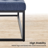 NNEDSZ Sarantino Cameron Button-tufted Upholstered Bench With Metal Legs - Blue Linen