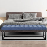 NNEDSZ Sarantino Cameron Button-tufted Upholstered Bench With Metal Legs - Blue Linen