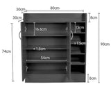 NNEDSZ Sarantino New 21 Pairs Shoe Cabinet Rack Storage Organiser Shelf 2 Doors Cupboard Black