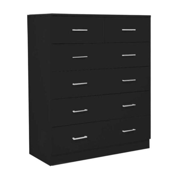 NNEDSZ Sarantino Tallboy Dresser 6 Chest Of Drawers Table Cabinet Bedroom Storage Black