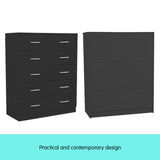 NNEDSZ Sarantino Tallboy Dresser 6 Chest Of Drawers Table Cabinet Bedroom Storage Black