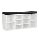 NNEDSZ Sarantino New 10 Pairs Shoe Cabinet Rack Storage Organiser Shelf Stool Bench Wood - White