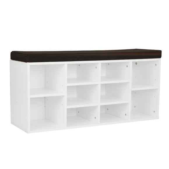 NNEDSZ Sarantino Shoe Rack Cabinet Organiser Brown Cushion Bench Stool - 104 X 30 X 45 - White