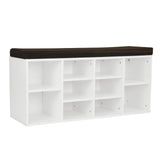 NNEDSZ Sarantino Shoe Rack Cabinet Organiser Brown Cushion Bench Stool - 104 X 30 X 45 - White