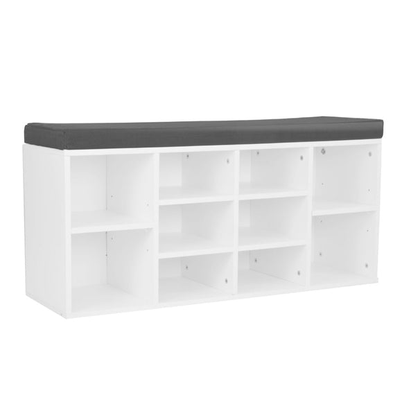 NNEDSZ Sarantino Shoe Rack Cabinet Organiser Grey Cushion Sttol Bench Ottoman - 104 X 30 X 45 - White